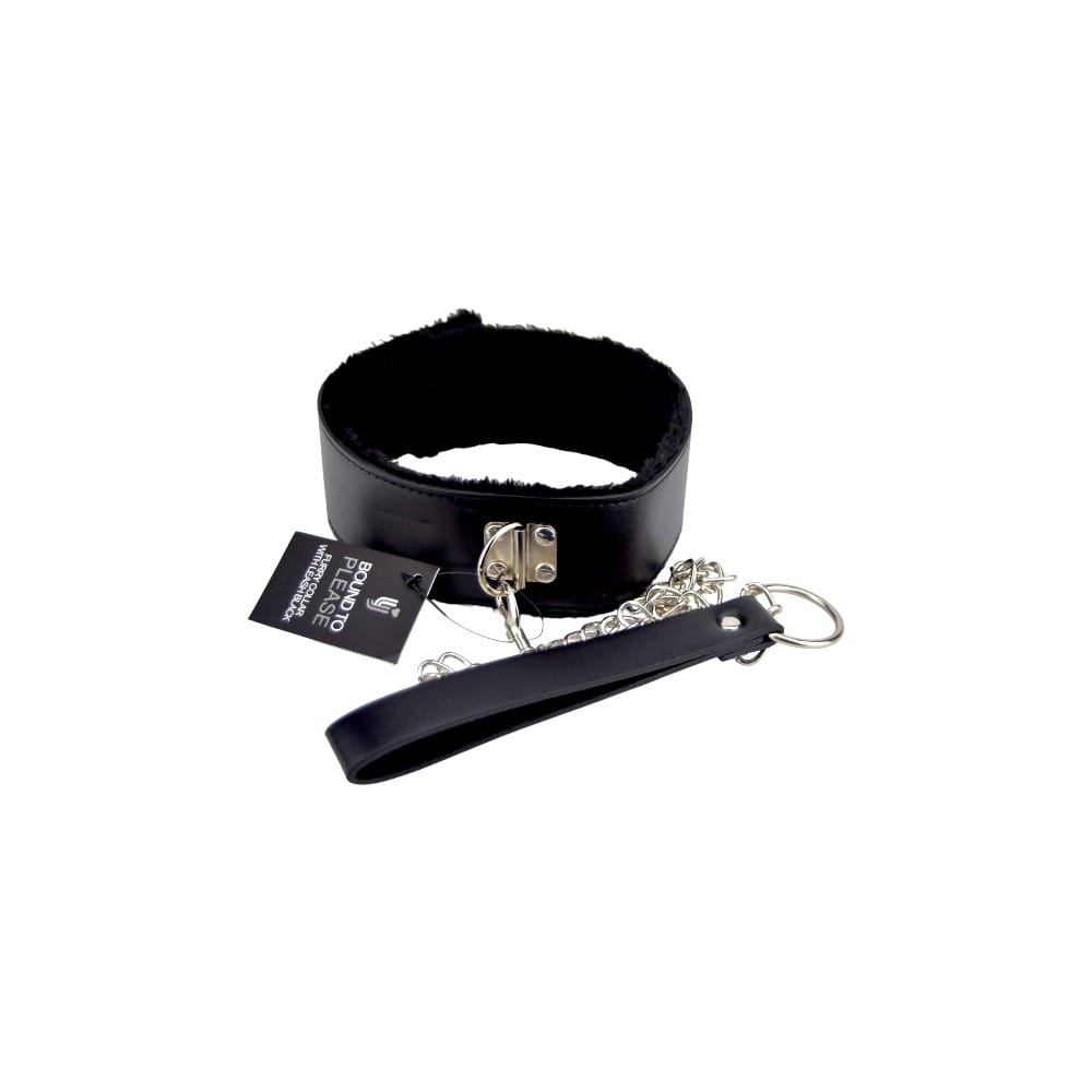 Bound to Please Furry Collar with Leash Black 6 Bound to Please Furry Collar with Leash Black - Image 5