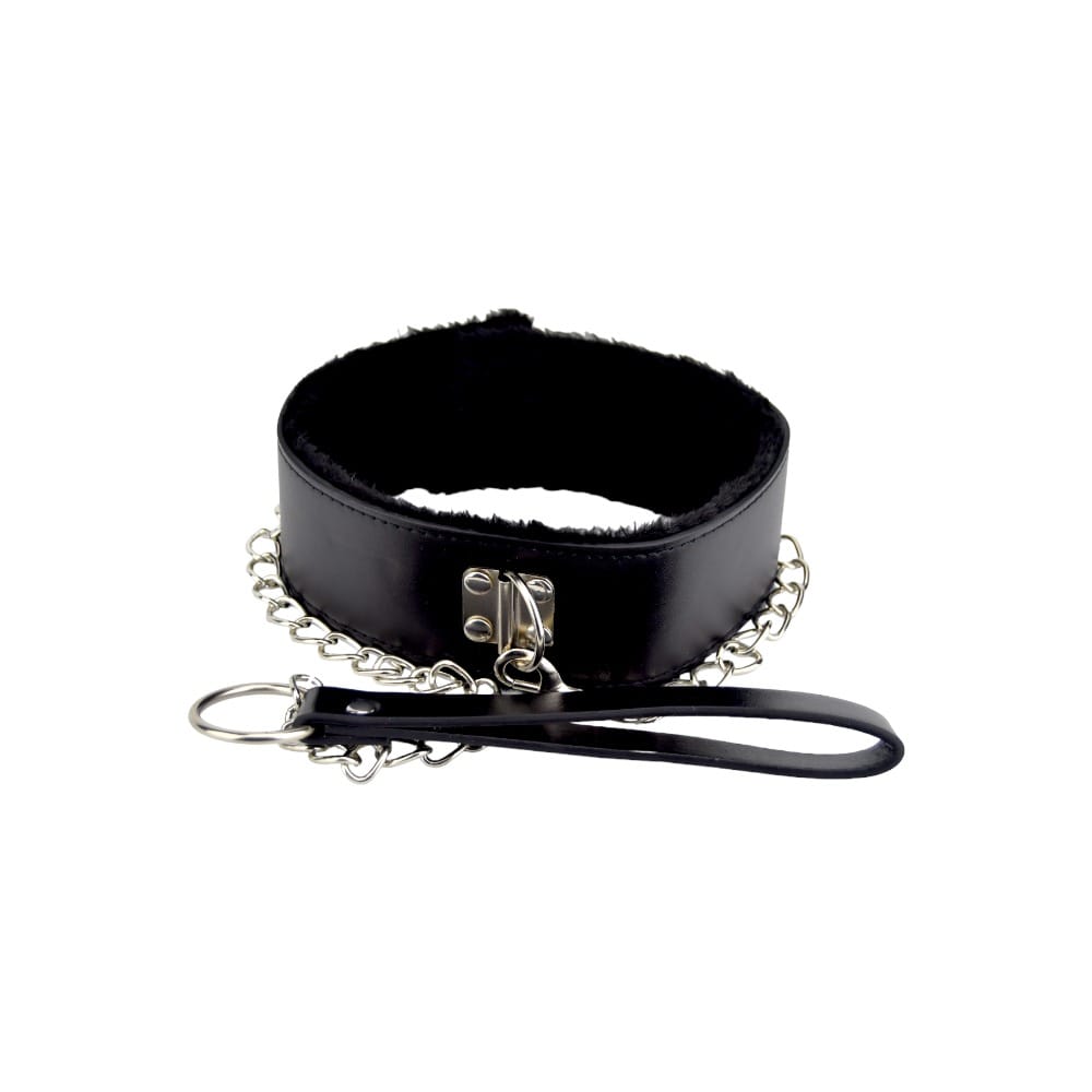Bound to Please Furry Collar with Leash Black 2 restraint
