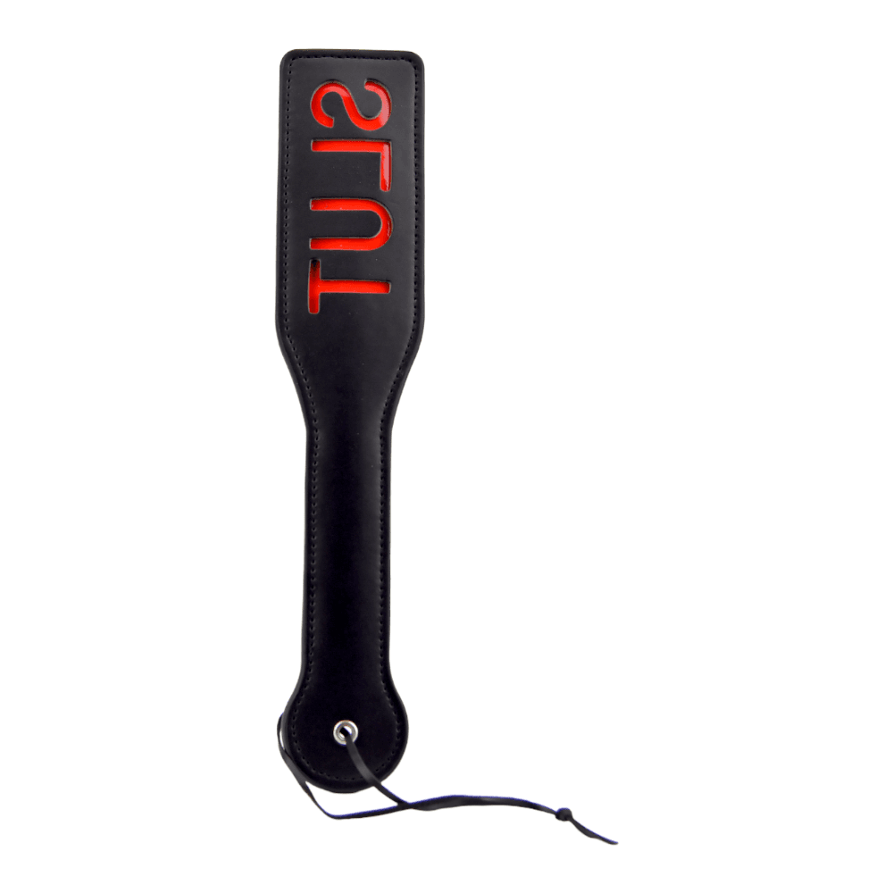 Bound to Please SLUT Spanking Paddle Black 2 impact play toy