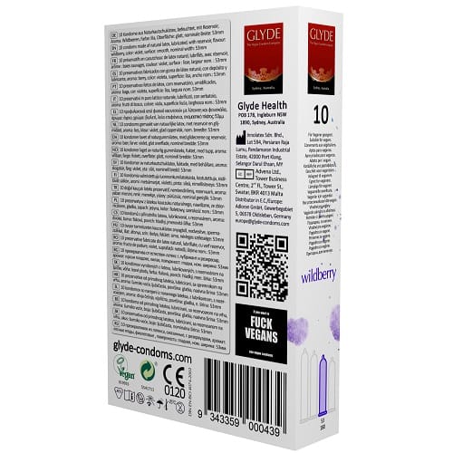 Glyde Ultra Wildberry Flavour Vegan Condoms 10 Pack 5 Glyde Ultra Wildberry Flavour Vegan Condoms 10 Pack - Image 4