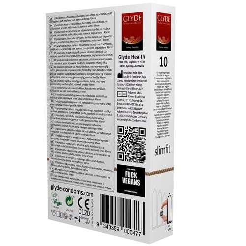 Glyde Ultra Slimfit Vegan Condoms 10 Pack 5 Glyde Ultra Slimfit Vegan Condoms 10 Pack - Image 4