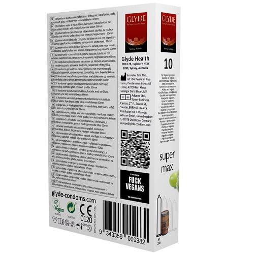 Glyde Ultra Super Max Vegan Condoms 10 Pack 5 Glyde Ultra Super Max Vegan Condoms 10 Pack - Image 4