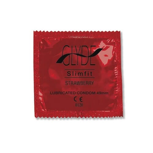 Glyde Ultra Slimfit Strawberry Flavour Vegan Condoms 100 Bulk Pack 2 strawberry slimfit condoms bulk UK