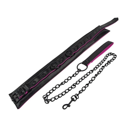 Bound to Please Pink & Black Bondage Collar & Leash 4 Bound to Please Pink & Black Bondage Collar & Leash - Image 3