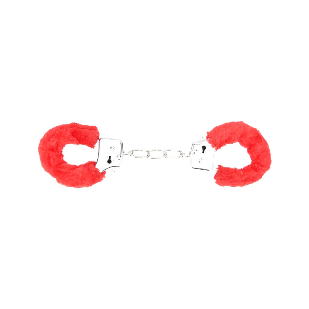 Bound to Play. Heavy Duty Furry Handcuffs Red 2 bondage restraints