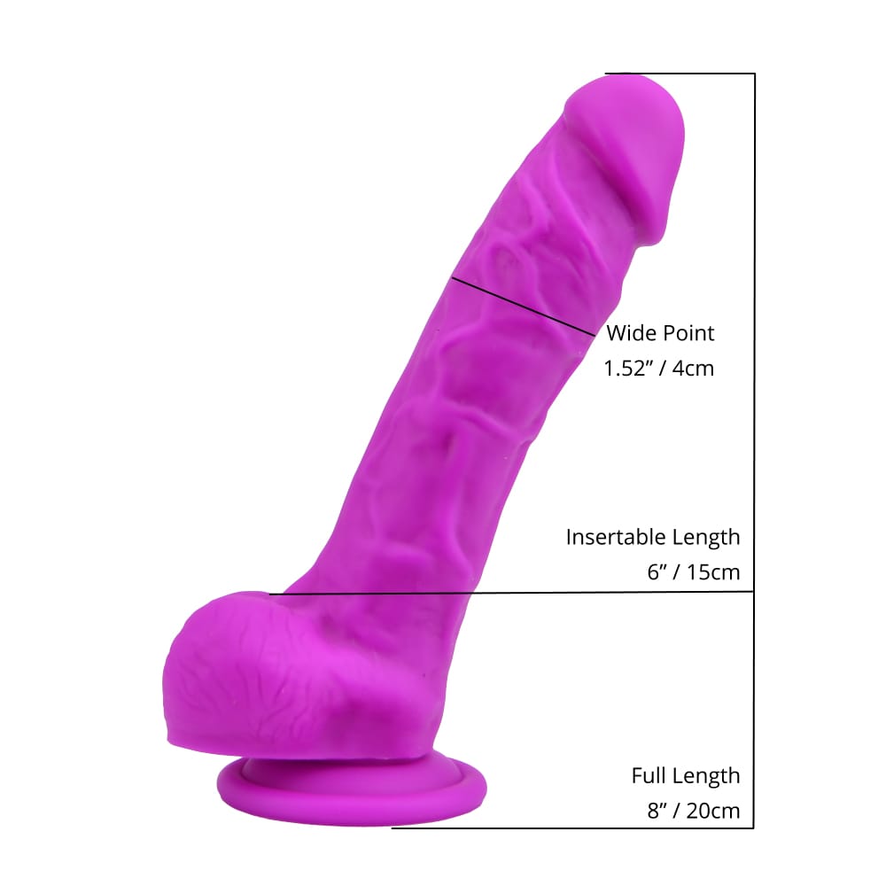 Loving Joy 8 Inch Realistic Silicone Dildo with Suction Cup and Balls Purple 7 Loving Joy 8 Inch Realistic Silicone Dildo with Suction Cup and Balls Purple - Image 6