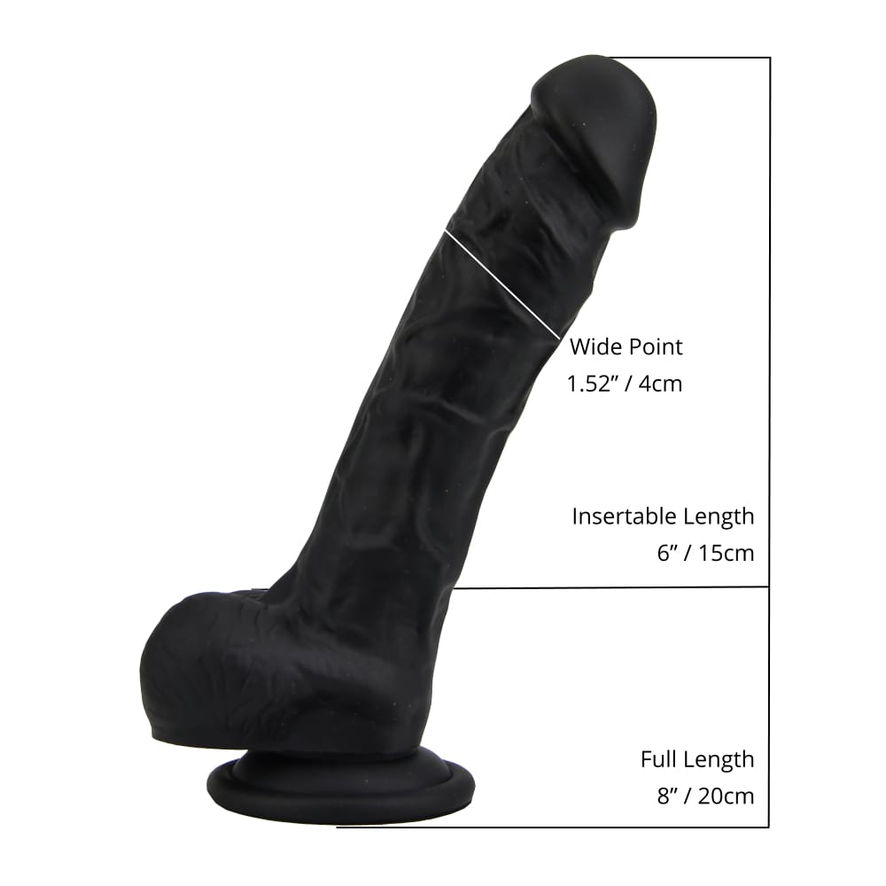Loving Joy 8 Inch Realistic Silicone Dildo with Suction Cup and Balls Black 7 Loving Joy 8 Inch Realistic Silicone Dildo with Suction Cup and Balls Black - Image 6