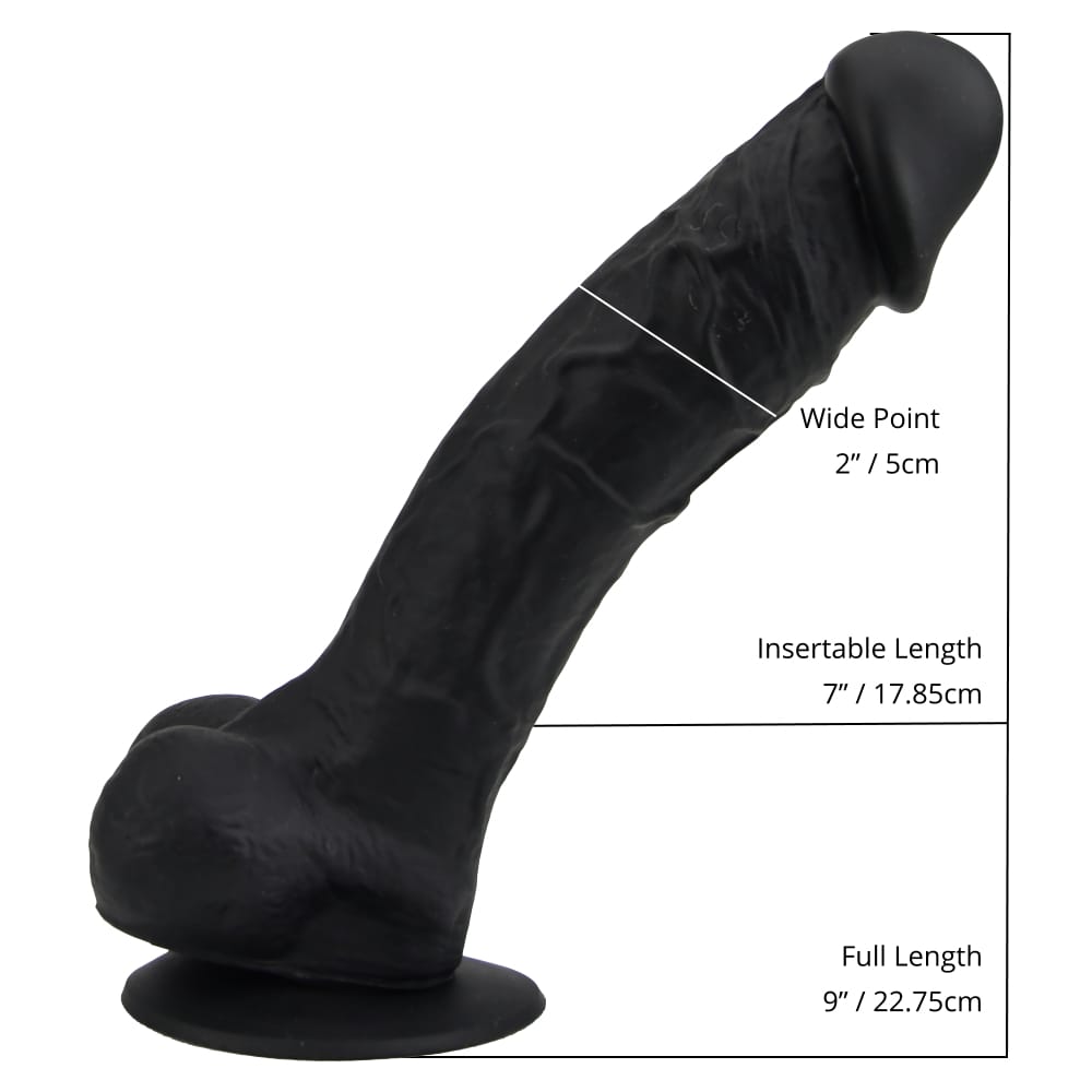 Loving Joy 9 Inch Realistic Silicone Dildo with Suction Cup and Balls Black 7 Loving Joy 9 Inch Realistic Silicone Dildo with Suction Cup and Balls Black - Image 6
