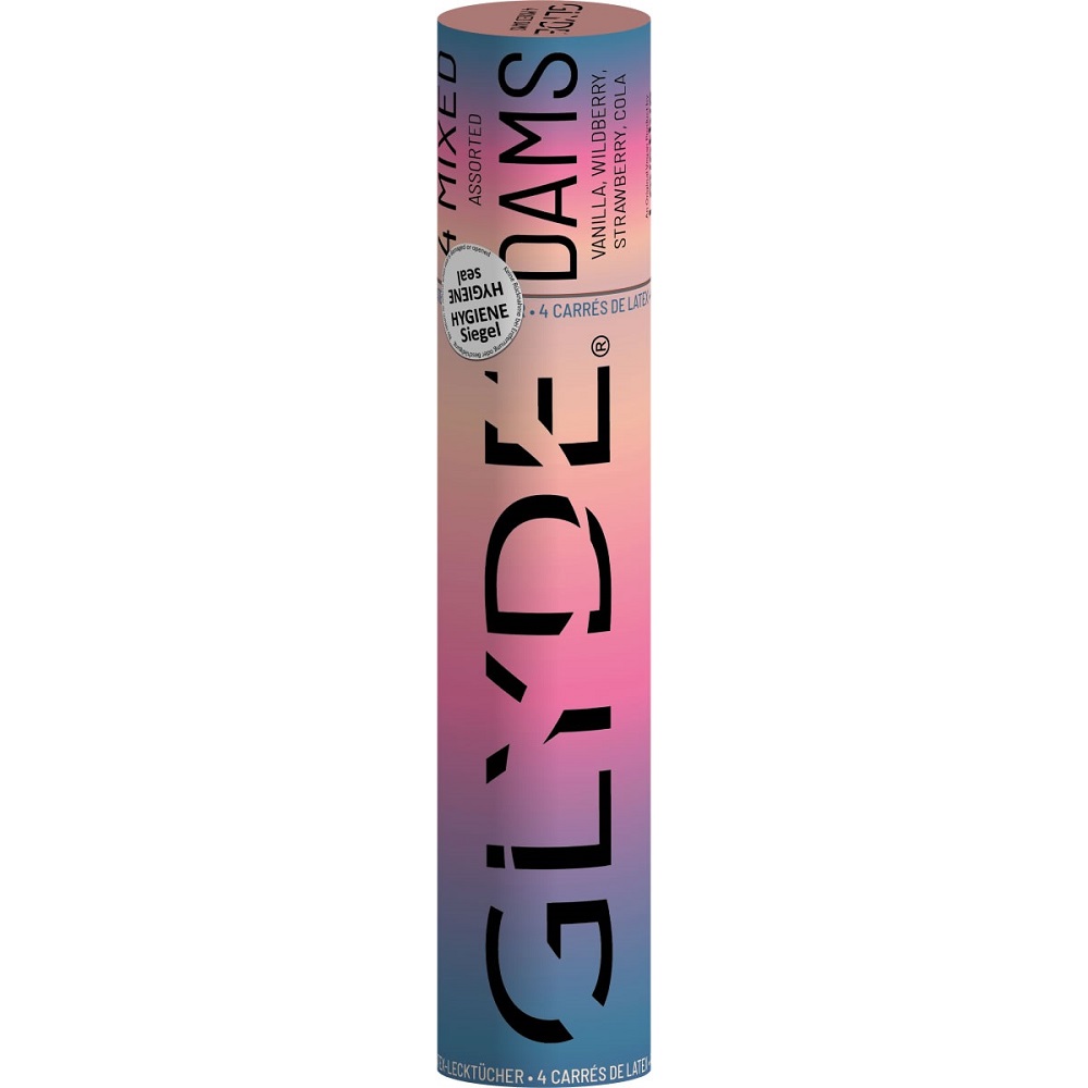 Glyde Vegan Dams Mixed Flavour 4 Pack 2 vegan dental dams UK