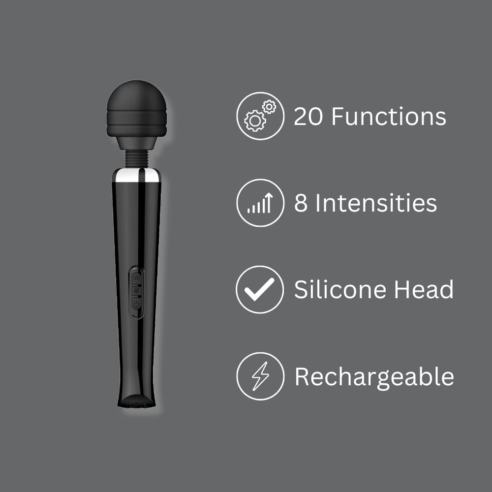 Loving Joy Rechargeable Magic Wand Vibrator Black 4 Loving Joy Rechargeable Magic Wand Vibrator Black - Image 3