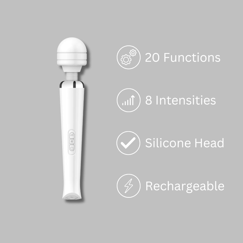 Loving Joy Rechargeable Magic Wand Vibrator White 4 Loving Joy Rechargeable Magic Wand Vibrator White - Image 3