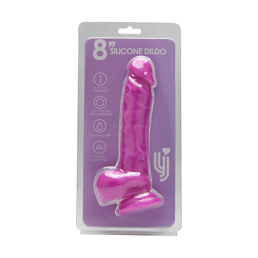 Loving Joy 8 Inch Realistic Silicone Dildo with Suction Cup and Balls Purple 8 Loving Joy 8 Inch Realistic Silicone Dildo with Suction Cup and Balls Purple - Image 7