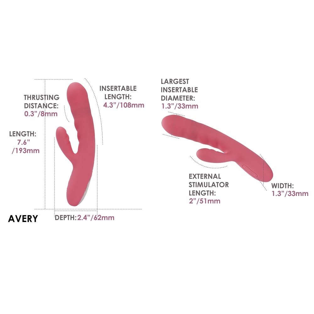 Svakom Avery Thrusting Vibrator with Clitoral Stimulator Pink 11 Svakom Avery Thrusting Vibrator with Clitoral Stimulator Pink - Image 10