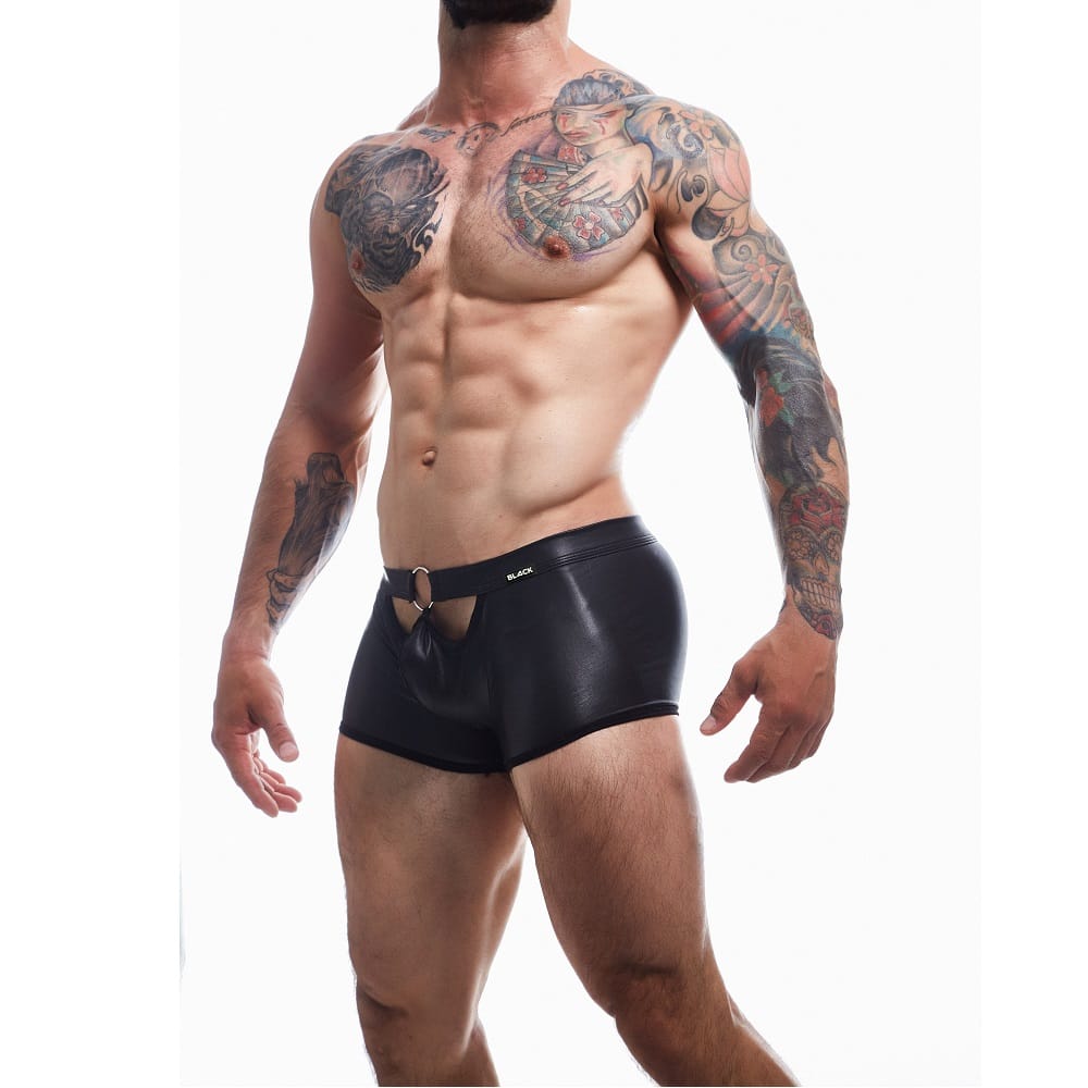 C4M Peekaboo Black Leatherette Mini Pants 2 C4M Peekaboo Black Leatherette Mini Pants - Image 1