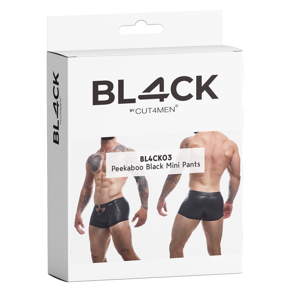 C4M Peekaboo Black Leatherette Mini Pants 5 C4M Peekaboo Black Leatherette Mini Pants - Image 4