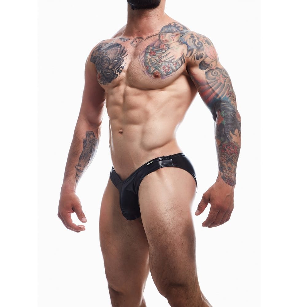 C4M Boost Black Leatherette Bikini Brief 2 C4M Boost Black Leatherette Bikini Brief - Image 1