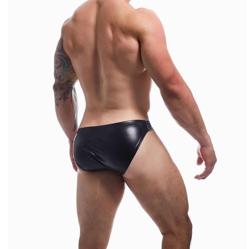 C4M Boost Black Leatherette Bikini Brief 4 C4M Boost Black Leatherette Bikini Brief - Image 3