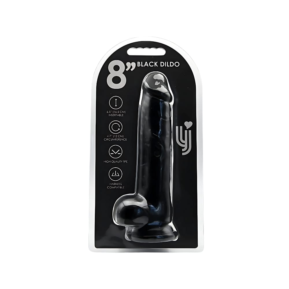 Loving Joy 8 Inch Dildo with Balls Black 6 Loving Joy 8 Inch Dildo with Balls Black - Image 5