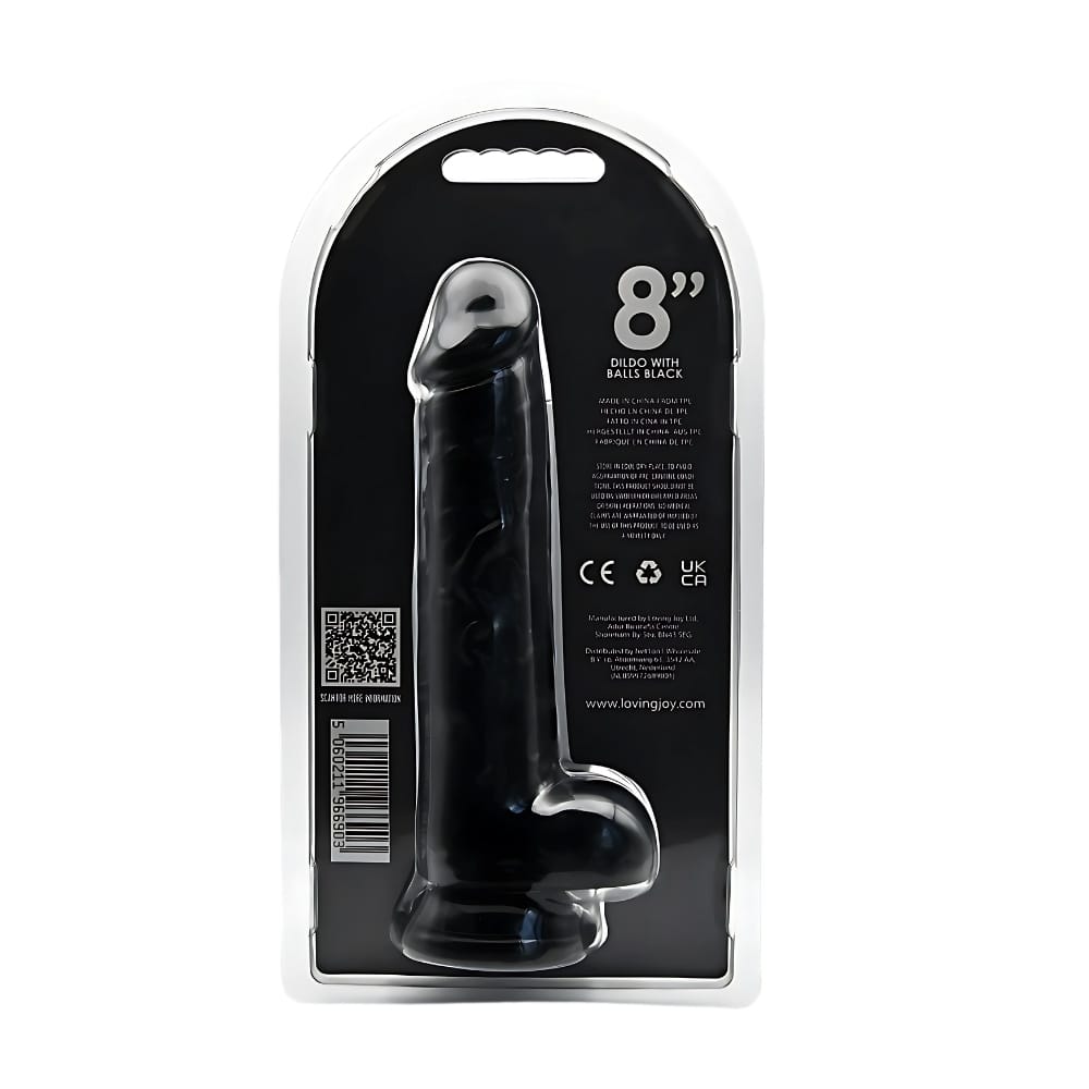 Loving Joy 8 Inch Dildo with Balls Black 7 Loving Joy 8 Inch Dildo with Balls Black - Image 6