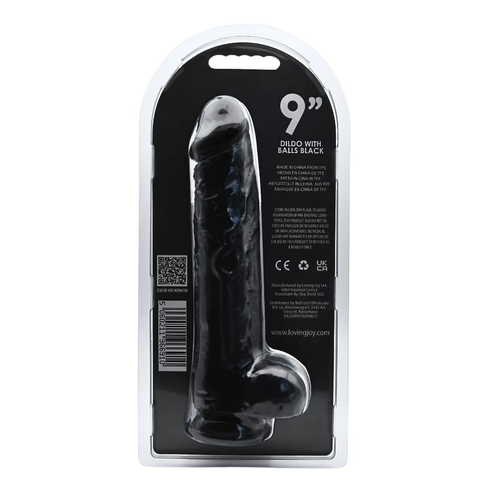 Loving Joy 9 Inch Dildo with Balls Black 7 Loving Joy 9 Inch Dildo with Balls Black - Image 6