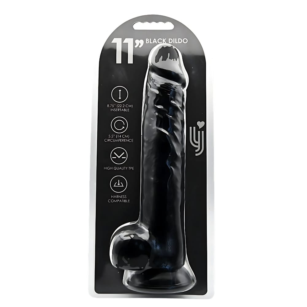 Loving Joy 11 Inch Dildo with Balls Black 6 Loving Joy 11 Inch Dildo with Balls Black - Image 5