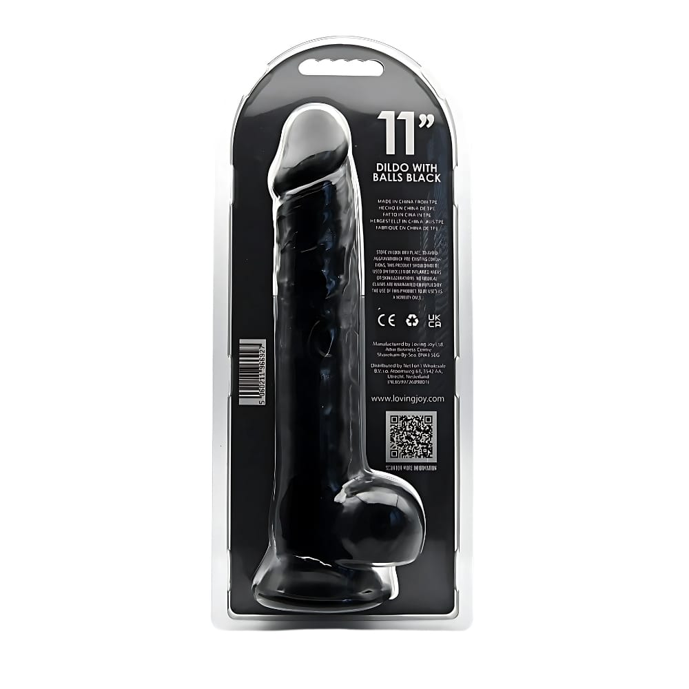 Loving Joy 11 Inch Dildo with Balls Black 7 Loving Joy 11 Inch Dildo with Balls Black - Image 6