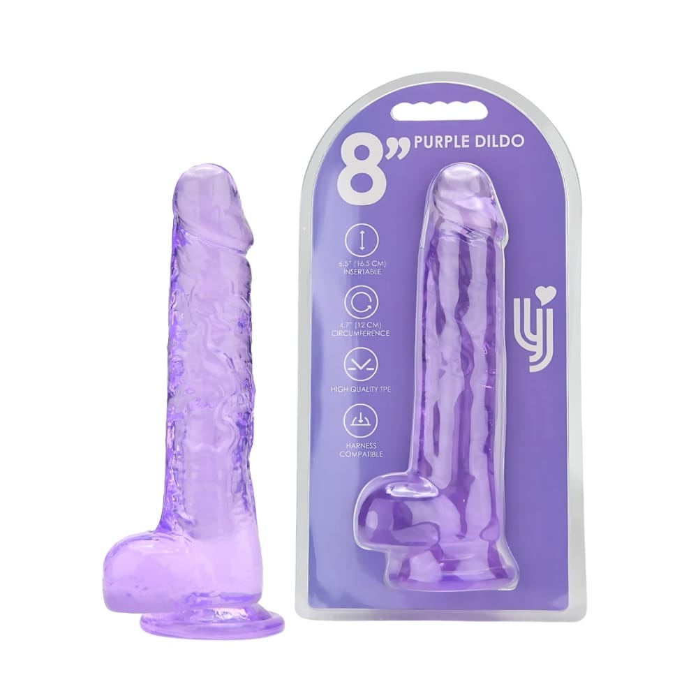 Loving Joy 8 Inch Dildo with Balls Purple 8 Loving Joy 8 Inch Dildo with Balls Purple - Image 7