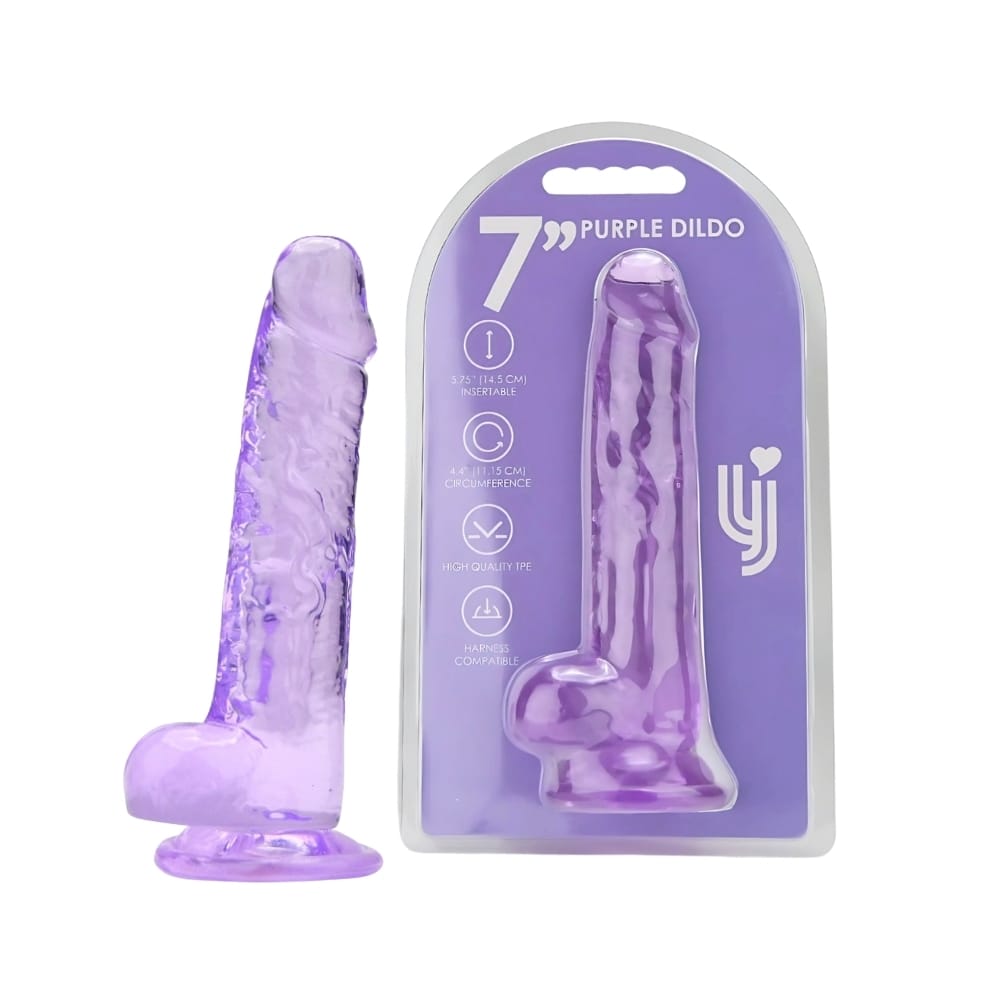 Loving Joy 7 Inch Dildo with Balls Purple 6 Loving Joy 7 Inch Dildo with Balls Purple - Image 5
