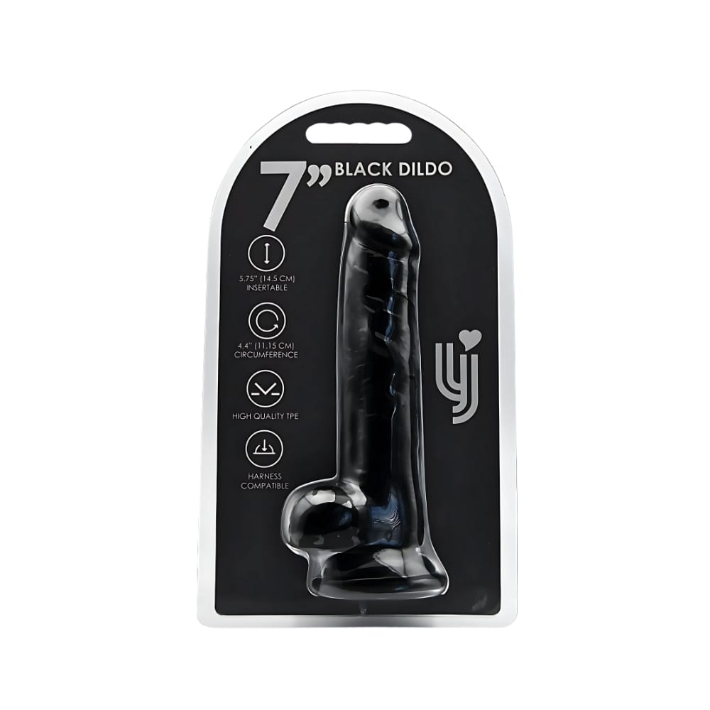 Loving Joy 7 Inch Dildo with Balls Black 6 Loving Joy 7 Inch Dildo with Balls Black - Image 5