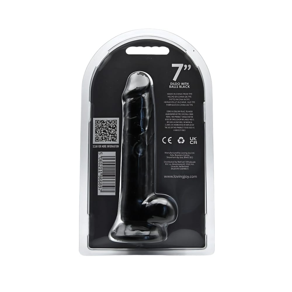 Loving Joy 7 Inch Dildo with Balls Black 7 Loving Joy 7 Inch Dildo with Balls Black - Image 6