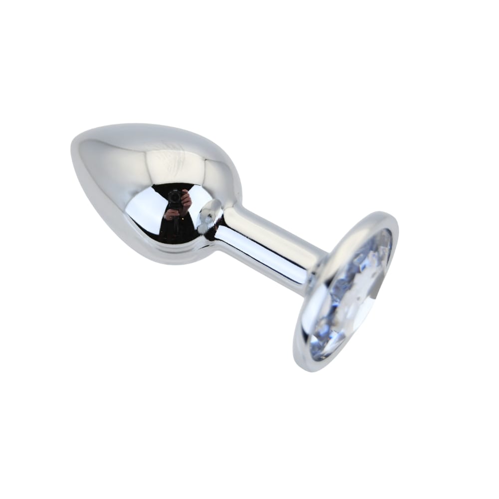 Toosh Silver Metal Butt Plug Small Clear Stone 7 Toosh Silver Metal Butt Plug Small Clear Stone - Image 6