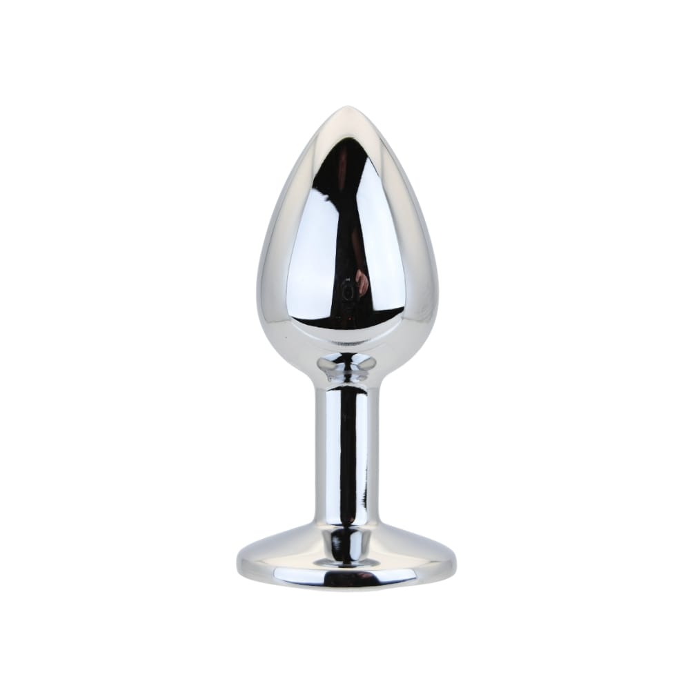 Toosh Silver Metal Butt Plug Small Clear Stone 2 Toosh Silver Metal Butt Plug Small Clear Stone - Image 1