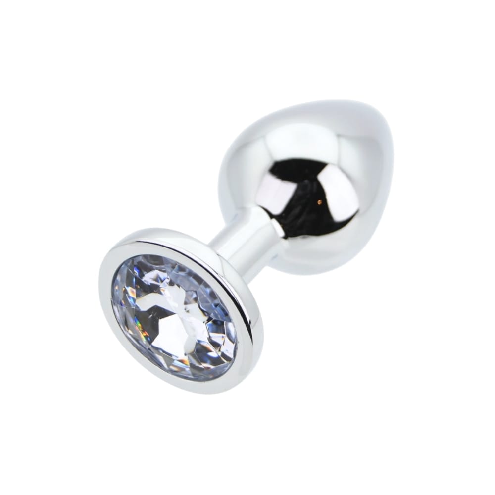 Toosh Silver Metal Butt Plug Medium Clear Stone 2 Toosh Silver Metal Butt Plug Medium Clear Stone - Image 1