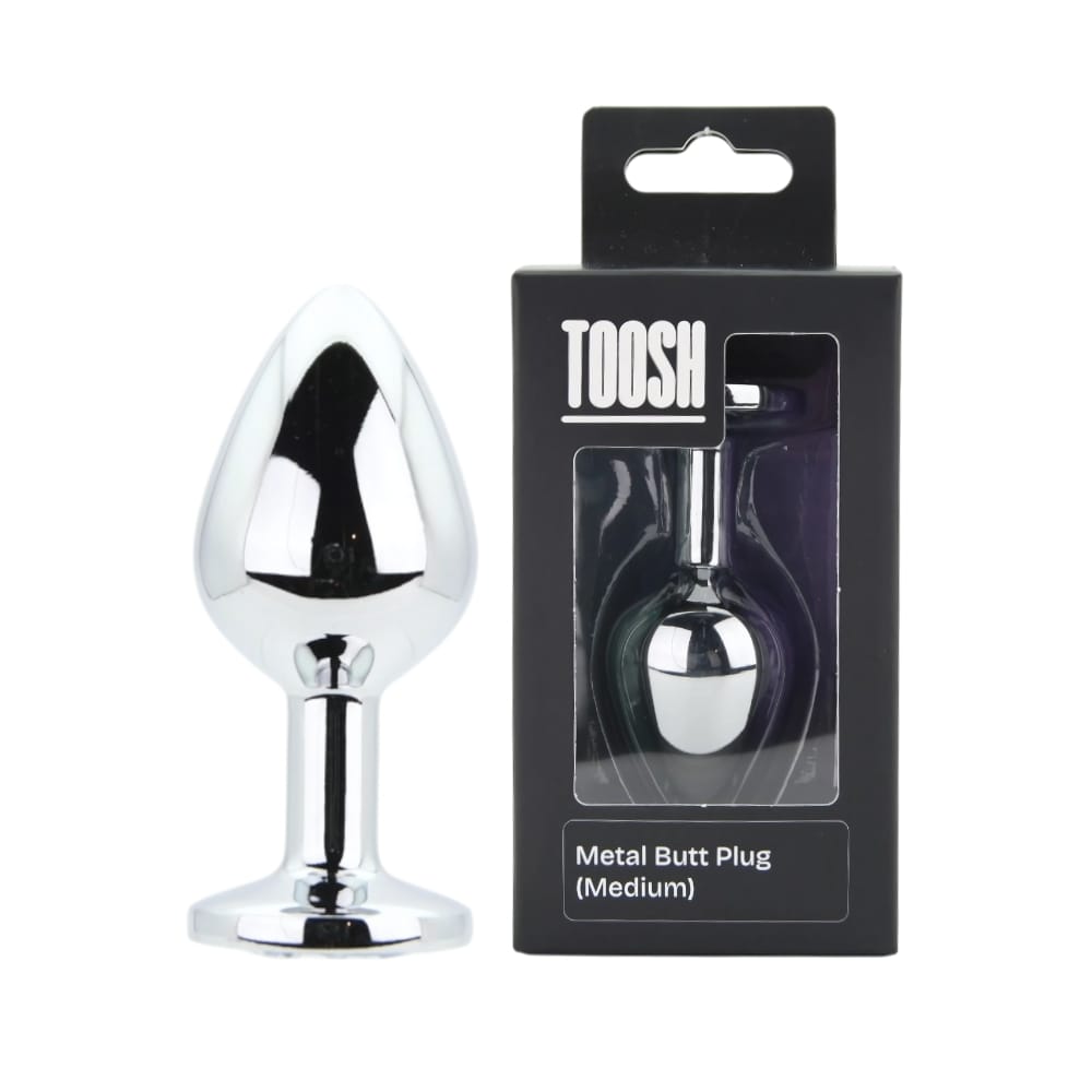 Toosh Silver Metal Butt Plug Medium Clear Stone 11 Toosh Silver Metal Butt Plug Medium Clear Stone - Image 10