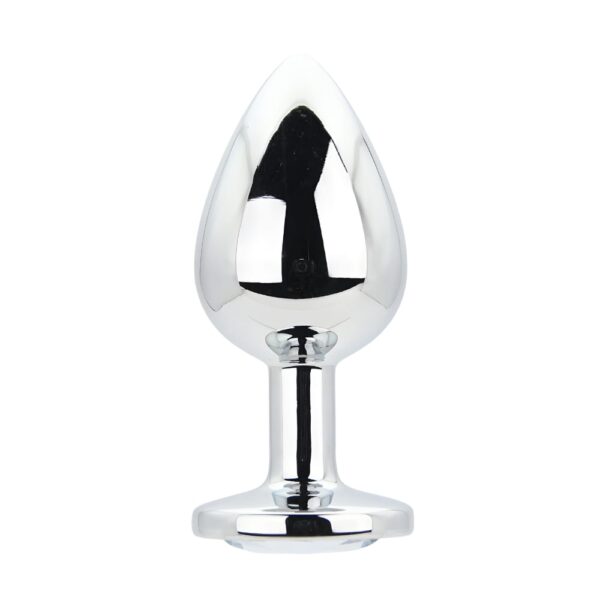 Toosh Silver Metal Butt Plug Large Clear Stone