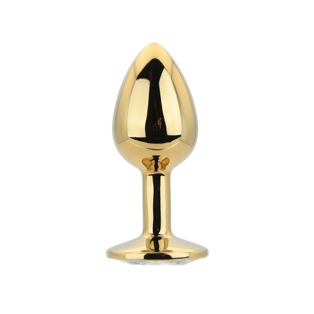 Toosh Gold Metal Butt Plug Small Clear Stone 2 Toosh Gold Metal Butt Plug Small Clear Stone - Image 1