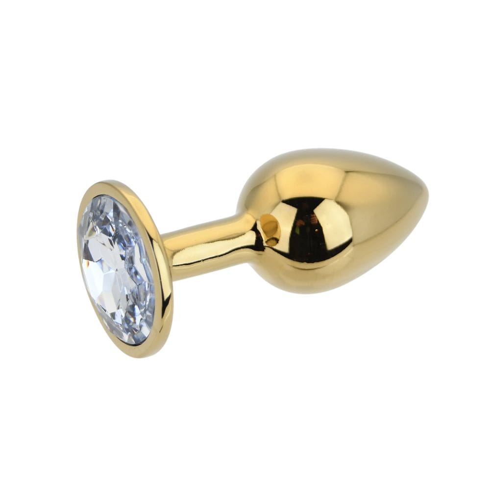Toosh Gold Metal Butt Plug Small Clear Stone 6 Toosh Gold Metal Butt Plug Small Clear Stone - Image 5