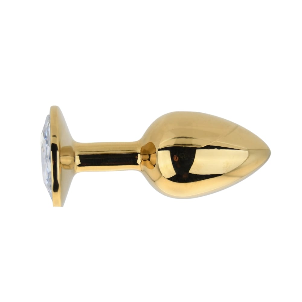 Toosh Gold Metal Butt Plug Small Clear Stone 4 Toosh Gold Metal Butt Plug Small Clear Stone - Image 3