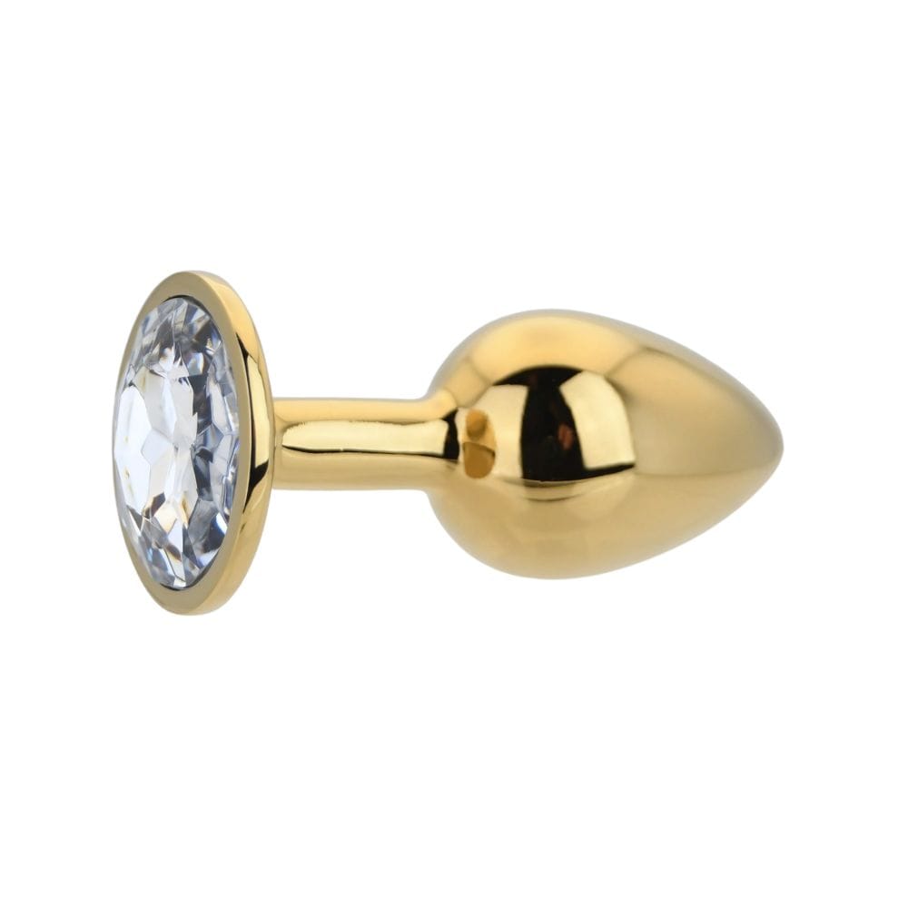 Toosh Gold Metal Butt Plug Small Clear Stone 5 Toosh Gold Metal Butt Plug Small Clear Stone - Image 4