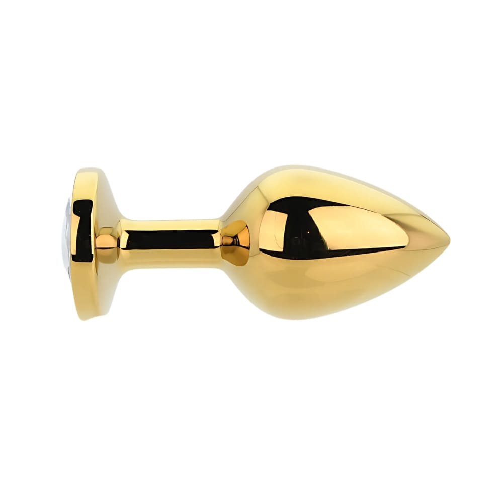 Toosh Gold Metal Butt Plug Medium Clear Stone 4 Toosh Gold Metal Butt Plug Medium Clear Stone - Image 3