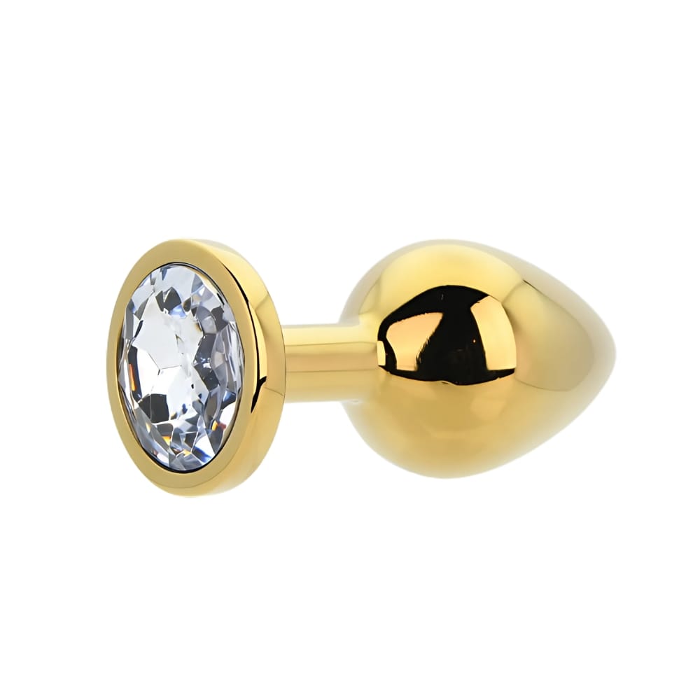 Toosh Gold Metal Butt Plug Medium Clear Stone 6 Toosh Gold Metal Butt Plug Medium Clear Stone - Image 5