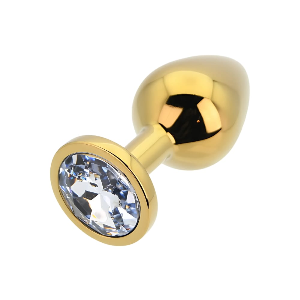 Toosh Gold Metal Butt Plug Medium Clear Stone 7 Toosh Gold Metal Butt Plug Medium Clear Stone - Image 6