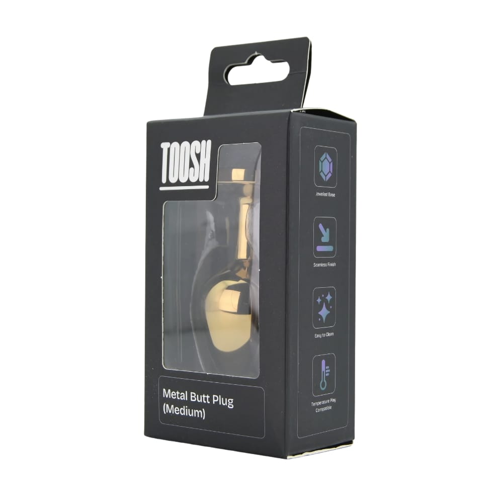 Toosh Gold Metal Butt Plug Medium Clear Stone 11 Toosh Gold Metal Butt Plug Medium Clear Stone - Image 10