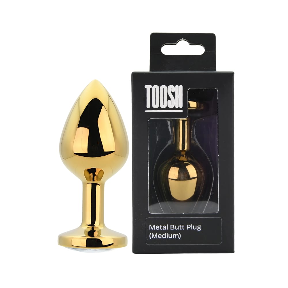 Toosh Gold Metal Butt Plug Medium Clear Stone 12 Toosh Gold Metal Butt Plug Medium Clear Stone - Image 11