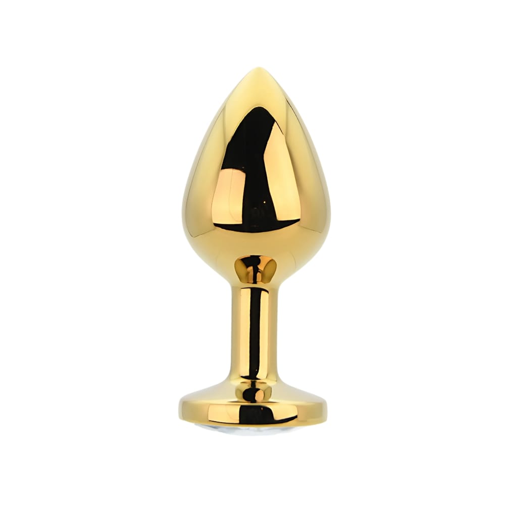 Toosh Gold Metal Butt Plug Medium Clear Stone 2 Toosh Gold Metal Butt Plug Medium Clear Stone - Image 1