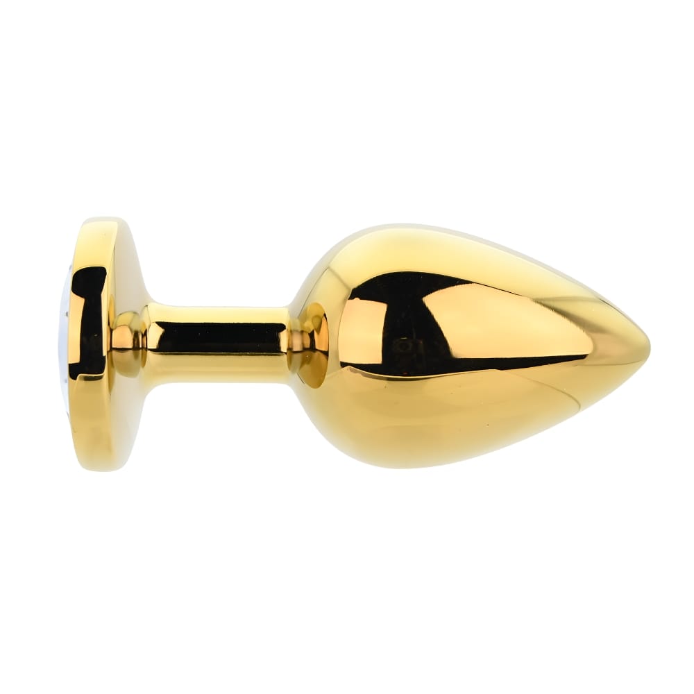 Toosh Gold Metal Butt Plug Large Clear Stone 4 Toosh Gold Metal Butt Plug Large Clear Stone - Image 3