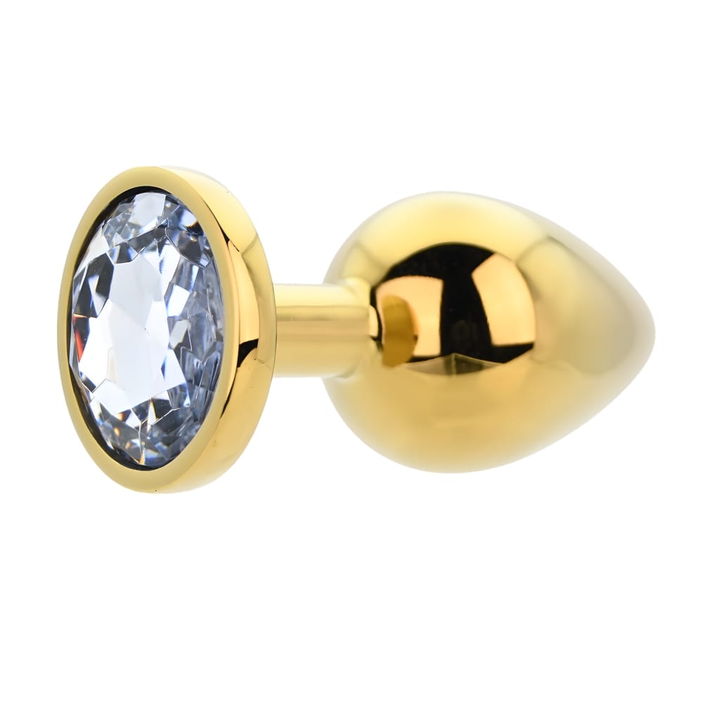 Toosh Gold Metal Butt Plug Large Clear Stone 5 Toosh Gold Metal Butt Plug Large Clear Stone - Image 4