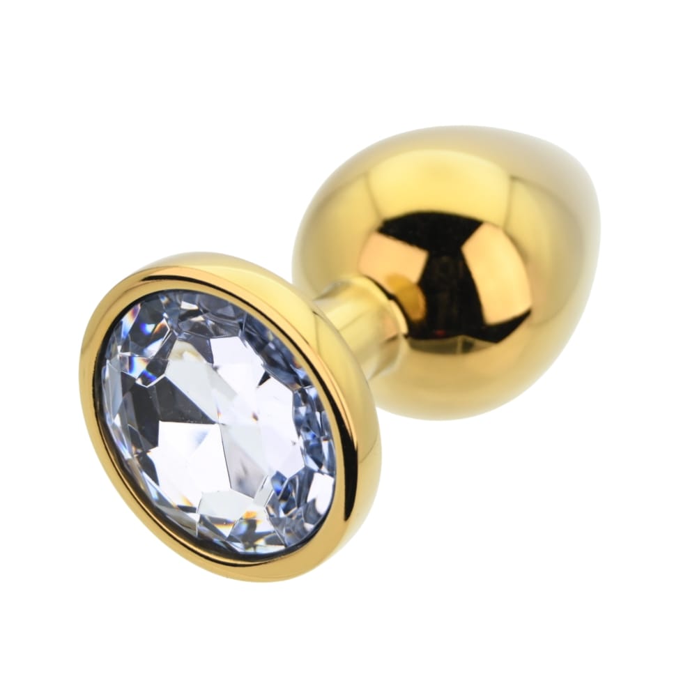 Toosh Gold Metal Butt Plug Large Clear Stone 6 Toosh Gold Metal Butt Plug Large Clear Stone - Image 5
