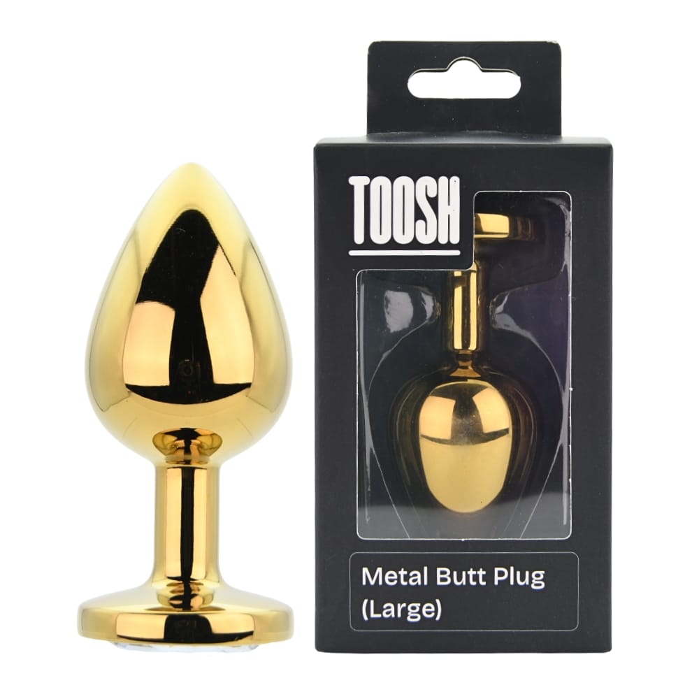 Toosh Gold Metal Butt Plug Large Clear Stone 9 Toosh Gold Metal Butt Plug Large Clear Stone - Image 8