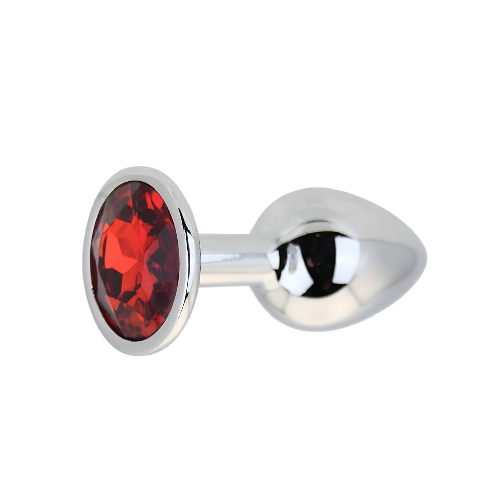 Toosh Silver Metal Butt Plug Small Red Stone 4 Toosh Silver Metal Butt Plug Small Red Stone - Image 3